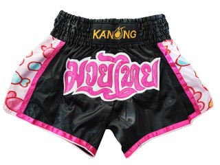 Kanong Muay Thai Shortsit : KNS-501-Fekete