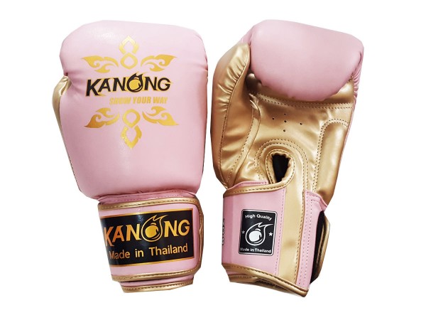 Kanong Muay Thai kesztyű  : "Thai Power" Rózsaszín/Arany