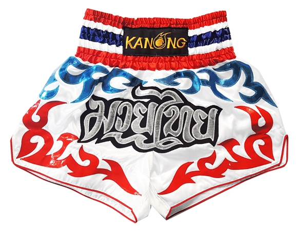 Kanong Muay Thai-Box Nadrág : KNS-122-Fehér