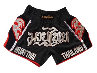 Kanong Retro Muay Thai-Box Kick Box Nadrág : KNSRTO-207-Fekete