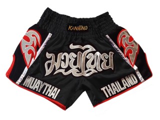 Kanong Retro Muay Thai-Box Gyermek Boksz Nadrág : KNSRTO-207-Fekete