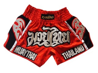 Kanong Retro Muay Thai-Box Kick Box Nadrág gyerekeknek : KNSRTO-207-Piros