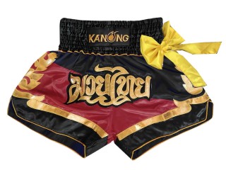 Kanong Muay Thai-Box Nadrág : KNS-130-Fekete-Gesztenyebarna