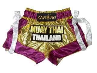 Muay Thai rövidnadrág : KNS-152-Arany-Lila