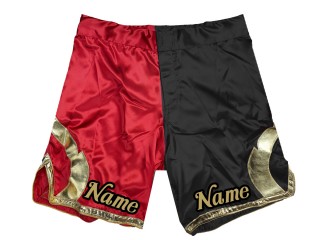 Testreszabhatja az MMA rövidnadrágokat, adjon hozzá nevet vagy logót: piros-fekete