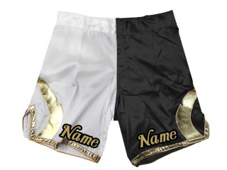 MMA rövidnadrág testreszabása név vagy logó hozzáadása: fehér-fekete