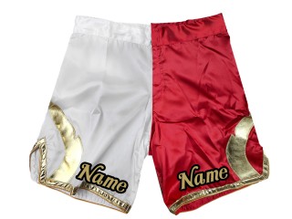 Egyedi MMA rövidnadrág névvel vagy logóval: fehér-piros