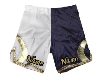 Egyedi MMA rövidnadrág névvel vagy logóval: White-Navy
