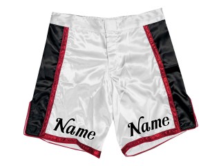 Egyedi tervezésű MMA rövidnadrág névvel vagy logóval: fehér-piros