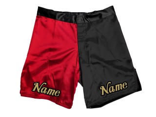 Egyedi tervezésű MMA rövidnadrág névvel vagy logóval: Piros-Fekete
