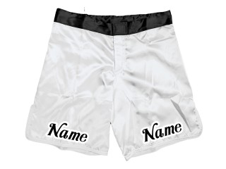 Egyedi tervezésű MMA rövidnadrág névvel vagy logóval: Fehér
