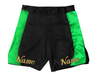Egyedi tervezésű MMA rövidnadrág névvel vagy logóval: Fekete-zöld