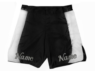 Egyedi tervezésű MMA rövidnadrág névvel vagy logóval : Fekete-fehér