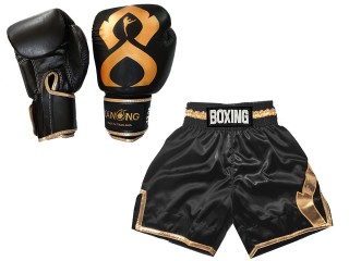 Megfelelő Kesztyű és Boxing Shorts: KNCUSET-201-Fekete / arany