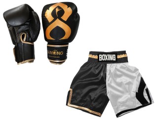Megfelelő Kesztyű és Boxing Shorts: KNCUSET-202-Fekete-fehér