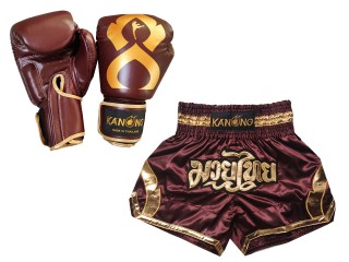 Megfelelő Muay Thai kesztyű és Muay Thai rövidnadrág: Set-144-Gloves-Gesztenyebarna