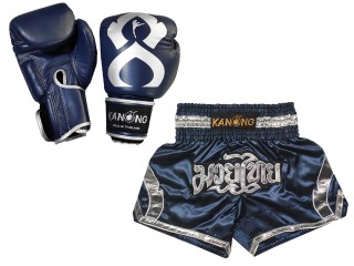 Megfelelő Muay Thai kesztyű és Muay Thai rövidnadrág: Set-144-Gloves-Sötétkék