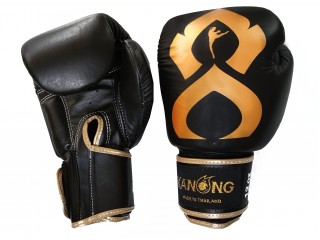 Kanong Valódi bőr bokszkesztyű  : "Thai Kick" Fekete-Arany