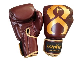 Kanong Valódi bőr bokszkesztyű  : "Thai Kick" Gesztenyebarna-Arany