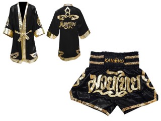 Kanong Box Köntös + Kanong Muay Thai rövidnadrág : Fekete Lai Thai