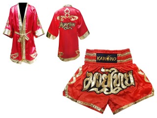 Kanong Box Köntös + Kanong Muay Thai rövidnadrág : Piros Lai Thai