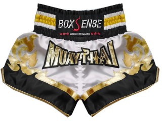 Boxsense Muay Thai-Box Kick Box Nadrág : BXS-099-Fehér-Fekete