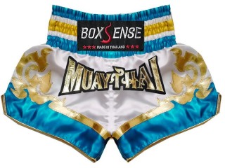 Boxsense Muay Thai-Box Kick Box Nadrág : BXS-099-Fehér-égszínkék