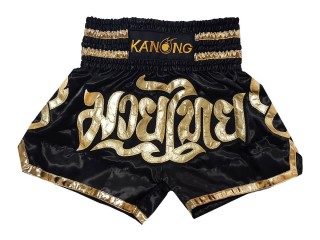 Kanong Muay Thai-Box Nadrág gyerekeknek : KNS-121-Fekete-K