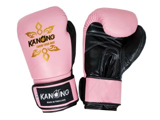 Kanong Valódi bőr  Muay Thai kesztyű  : Rózsaszín/Fekete