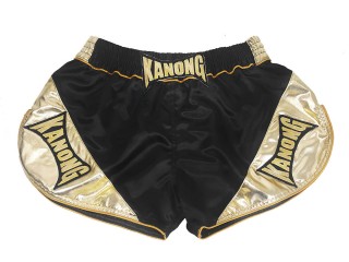 Kanong Retro Muay Thai-Box Kick Box Nadrág : KNSRTO-201-Fekete-Arany